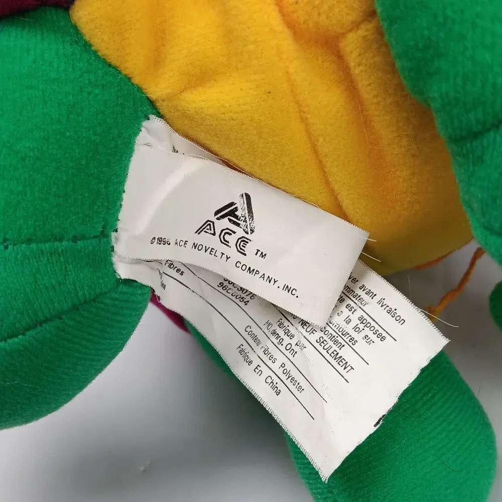 Ace Novelty Green Turtle Plush Colorful Shell Tongue Out Carnival Prize Vintage